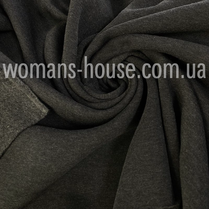 Трикотаж 3 нитка з начосом Темно-сірий із меланжем, фото 1