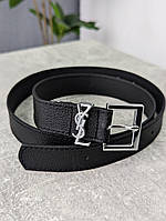 Ремень Ив Сен Лоран Женский Черный Брендовый Кожаный Пояс С Логотипом Yves Saint Laurent Денвер Ремінь Ів Сен