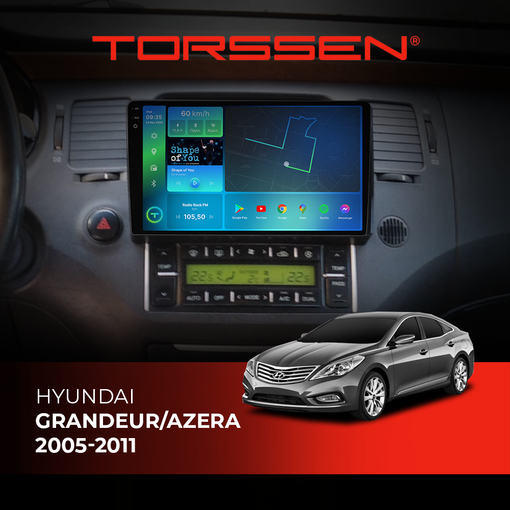 Штатна магнітола Torssen 2K Hyundai Grandeur/Azera 05-11 F98256 4G Carplay DSP, фото 1
