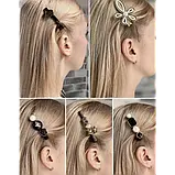 Набір шпильок для волосся жіночих золотистий колір зі стразами та перлинами 5 шт Fashion Jewerly, фото 2