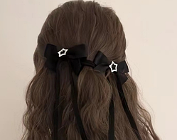 Шпильки бантики із зірочками корейський стиль kpop y2k чорні 2 шт Fashion Jewerly