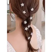 Шпильки квіточки декоративні білі корейський стиль kpop y2k Fashion Jewerly 10 штук