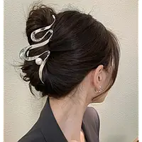 Шпилька для волосся металевий Хвиля з перлиною Fashion Jewelry