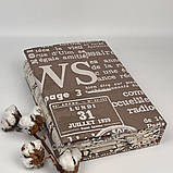 Двоспальна постільна білизна на гумці 180х220 Газета (23118) Бязь Ранфорс з компаньйоном, фото 2