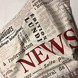 Двоспальна постільна білизна на гумці 180х220 Газета (23118) Бязь Ранфорс з компаньйоном, фото 3