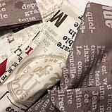 Двоспальна постільна білизна на гумці 180х220 Газета (23118) Бязь Ранфорс з компаньйоном, фото 4