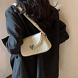 Жіноча сумка 1085 багет біла молочна, фото 4