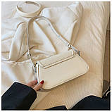 Жіноча сумка 1085 багет біла молочна, фото 5