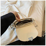 Жіноча сумка 1085 багет біла молочна, фото 6