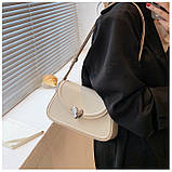 Жіноча сумка 1085 багет біла молочна, фото 9