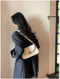 Жіноча сумка 1085 багет біла молочна, фото 7