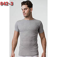 Футболка мужская однотонная серая Ceylanoglu 100% хлопок рибана размер M, L, XL, 2XL, 3XL