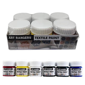 Акрилові фарби для текстилю тканини набір "Art rangers" 6 кольорів по 30мл