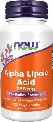 Альфа-ліпоєва кислота NOW Alpha Lipoic Acid 250 mg 120 капс, фото 1
