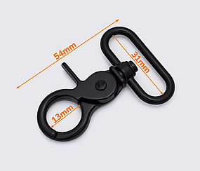 Карабін-вертушка металевий чорний, 31 мм