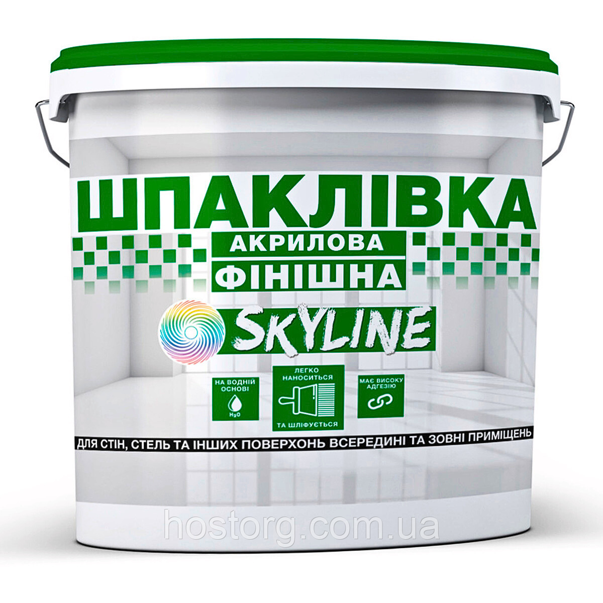 Шпаклівка акрилова фінішна, готова до застосування для оздоблення фасадів та інтер'єру «SkyLine » Білосніжна 16 кг