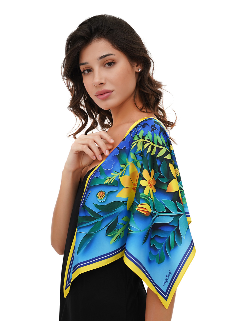 Косинка дизайнерська, бандана "Квіти України" від My Scarf