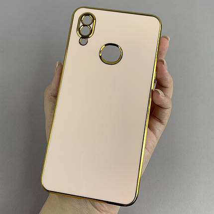 Чохол для Samsung Galaxy A10s глянцевий із золотою окантовкою чохол на телефон самсунг а10с пудровий h7y, фото 1