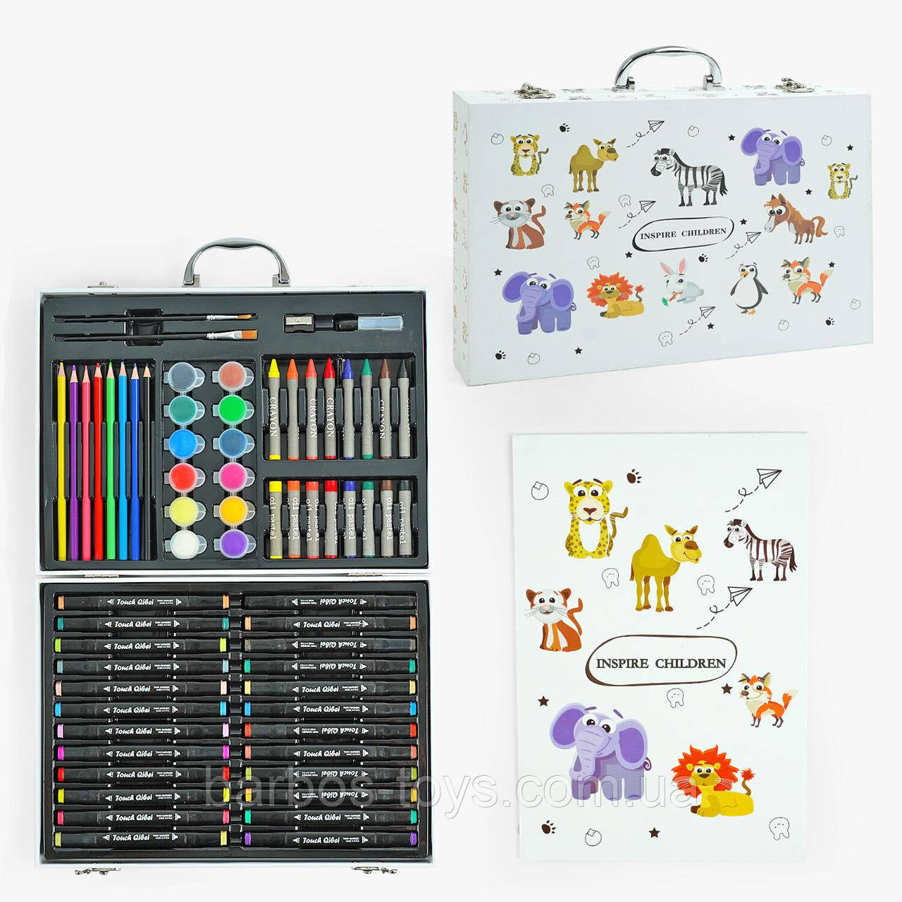 Набір для малювання дитячий творчий з валізою: маркери, фарби, олівці, пастелі (C 65296)