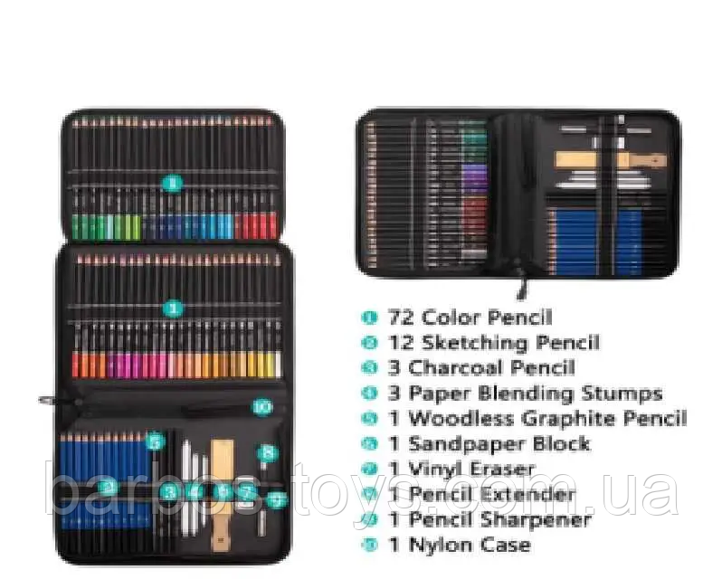 Набір для малювання C 66710  96 елементів, олівці, стругачка, стирачки, чохол, в пакеті