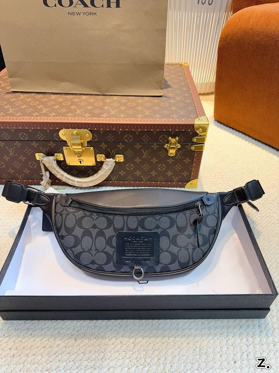 Сіра поясна Сумка Бананка Coach, фото 1