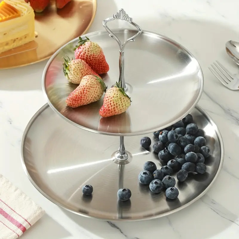 Підставка 2-ярусна Leeseph для святкового сервірування срібляста