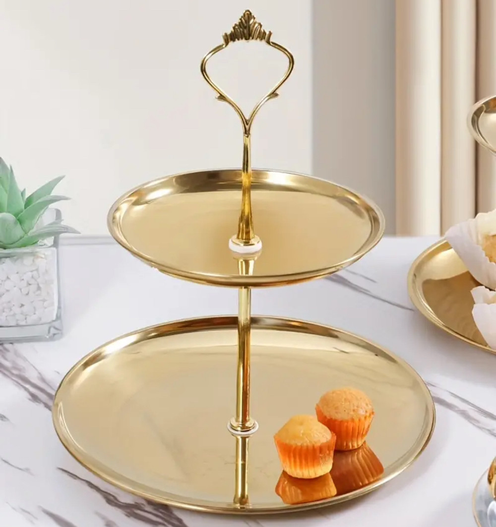 Підставка 2-ярусна Leeseph для святкового сервірування золота, фото 1