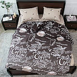 Двоспальна постільна білизна на гумці 180х220 Кавовий ранок (23122) Бязь Ранфорс з компаньйоном, фото 2