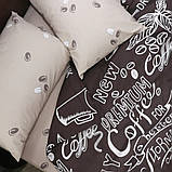 Двоспальна постільна білизна на гумці 180х220 Кавовий ранок (23122) Бязь Ранфорс з компаньйоном, фото 4