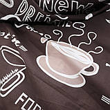 Двоспальна постільна білизна на гумці 180х220 Кавовий ранок (23122) Бязь Ранфорс з компаньйоном, фото 5