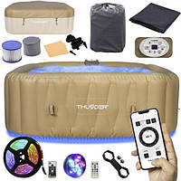 Садове 6-місне джакузі Thunder FRAPPE - бежевий панель з кнопками, мобільний додаток пульт дистанційного керування