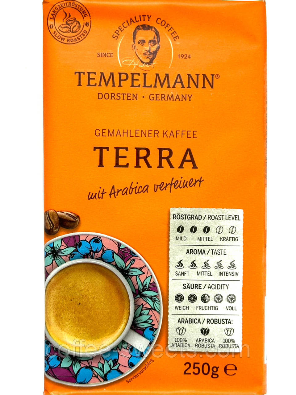 Кава мелена Tempelmann Terra купаж арабіки з робустою 250 грамів