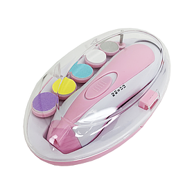 Тример для нігтів дитячий електричний для шліфування з 6 насадками в контейнері для дітей MegaZayka рожевий