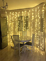 Гірлянда штора 3х3, Гірлянда Роса 320 LED з пультом на USB, Гірлянда водоспад на вікно, Новорічні гірлянди