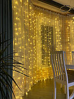 Гірлянда крапля роси 3х3 з пультом, Гірлянда штора на вікно будинок, Гірлянда Роса від usb від powerbank
