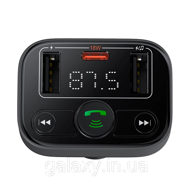 FM-трансмітер Baseus 2хUSB/Type-C PD/18W Bluetooth S-09 Lite, фото 1