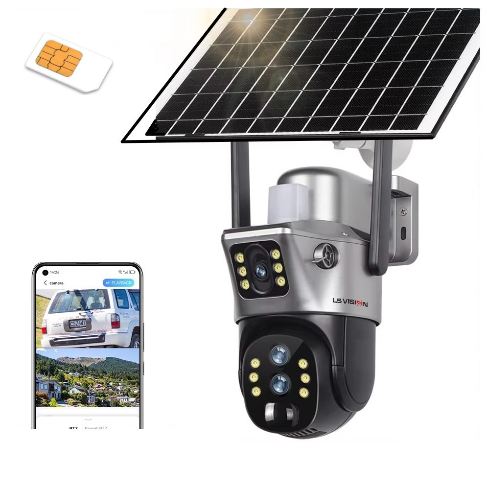 Поворотна 4G 10X Zoom IP камера із сонячною панеллю LS VISION LS-CS3 6K 12MP Dual lens. V380Pro, фото 1