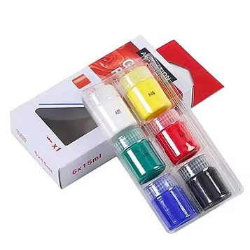 Вітражні фарби для скла та кераміки на водній основі «Art Nation» набір 6 кольорів по 15 мл +1 пензлик