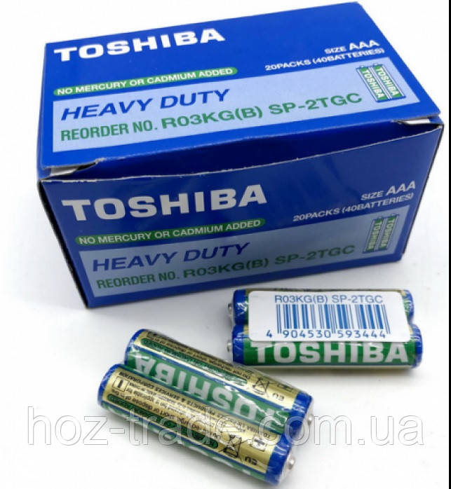Батарейка TOSHIBA AAA (R3) МІЗИНЧИКОВІ 40 шт., фото 1