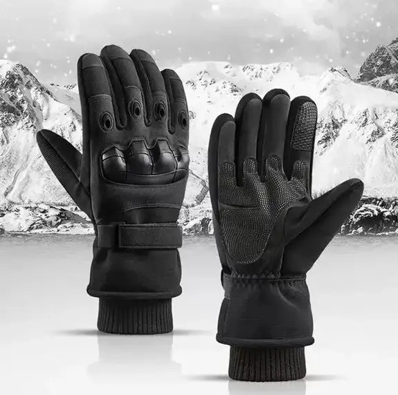 Зимові повнопалі рукавички на флісі Чорні Solve c кісточками KT6010202 PeremogaUA, фото 1
