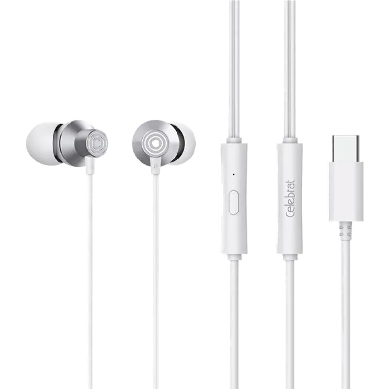 Навушники з мікрофоном Celebrat D15 внутрішньоканальна дротова гарнітура біла, фото 1