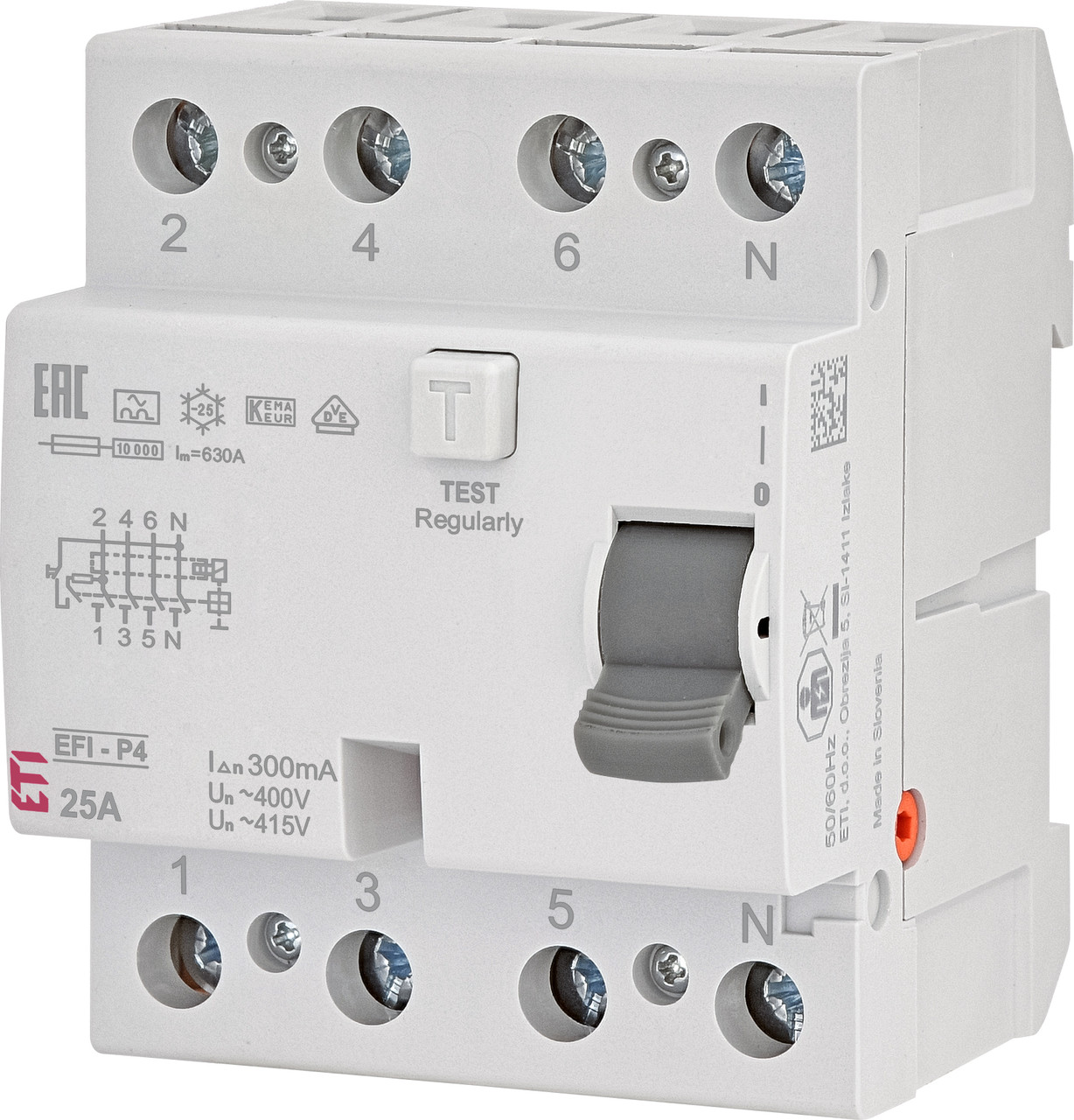 2061652 Реле диференційне (ПЗВ) 4р EFI6-P4 40/0,03 тип AC (6kA) ETI