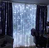 Гірлянда занавіса 3х3, Штора гірлянда на вікно водоспад 320 LED, Новорічні гірлянди на вікна, Гірлянди крапля, фото 3