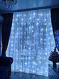 Гірлянда роса usb, Гірлянда штора 3 на 3, Гірлянда водоспад штора, Новорічні гірлянди для прикраси будинку, фото 3
