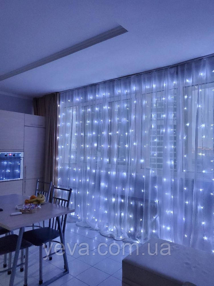 Гірлянда занавіса 3х3 з пультом на USB 320 LED, Гірлянда штора на вікно будинок, Світлодіодна гірлянда штора 3 м