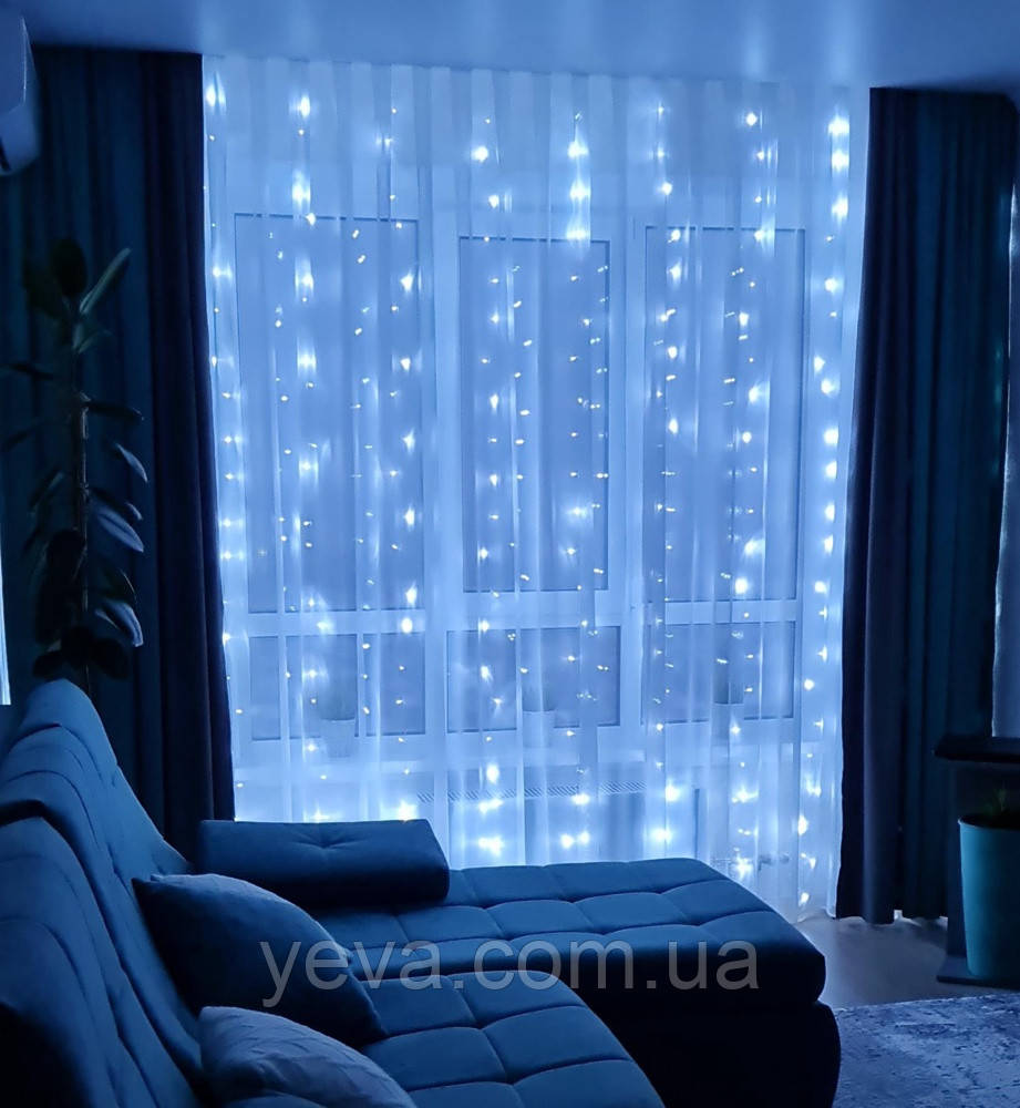 Гірлянда крапля роси штора 300 led, Гірлянда новорічна штора водоспад, Світлодіодна гірлянда на вікно