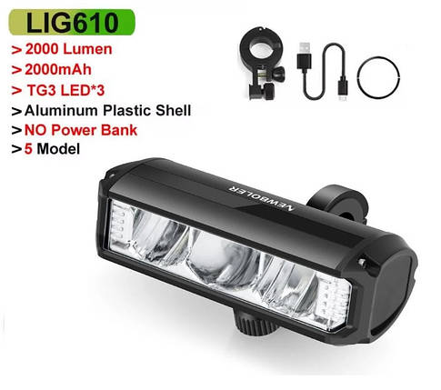 Передня 3LED велофара LIG610 1800Lumen 2000mAh, фото 1