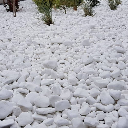 Галька декоративная белая (25 кг) "Доломит" для клумб и ландшафтного ...