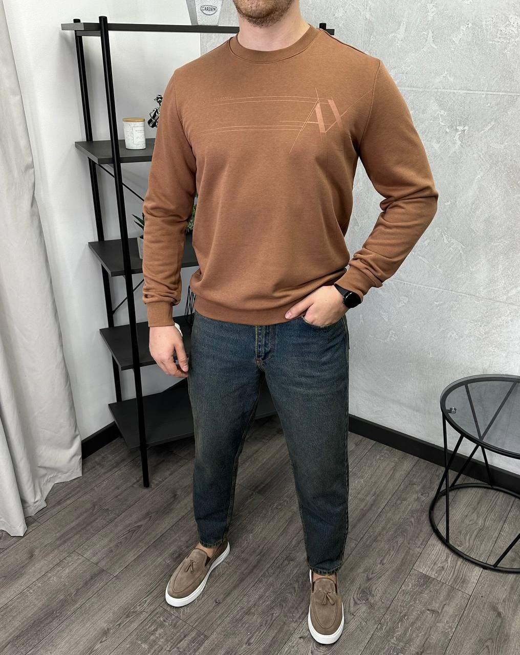 Чоловіча кофта светр Armani Exchange H4675 коричнева, фото 1