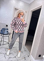 Теплий жіночий в'язаний светр із візерунком ромб, фото 5